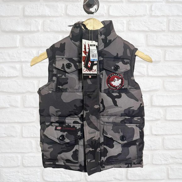 NWT Canada Weather Gear Kids Down Bubble Vest Grey Camo — Size 5/6 - Picture 1 of 12